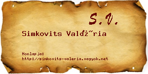 Simkovits Valéria névjegykártya